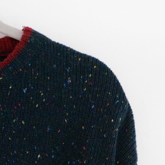 Vintage Oscar De La Renta Blue Maroon Designer 5% Wool Knit Crew Neck Sweater - Picture 10 of 11